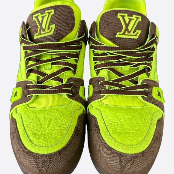 Louis Vuitton Brown & Green Monogram Trainers - Picture 2 of 8